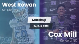Matchup: West Rowan High vs. Cox Mill  2019