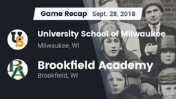 Recap: University School of Milwaukee vs. Brookfield Academy  2018