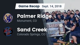 Recap: Palmer Ridge  vs. Sand Creek  2018