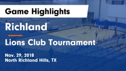 Richland  vs Lions Club Tournament Game Highlights - Nov. 29, 2018
