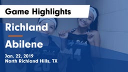 Richland  vs Abilene  Game Highlights - Jan. 22, 2019