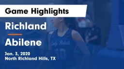 Richland  vs Abilene  Game Highlights - Jan. 3, 2020