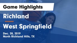 Richland  vs West Springfield  Game Highlights - Dec. 28, 2019