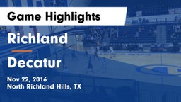 Richland  vs Decatur  Game Highlights - Nov 22, 2016