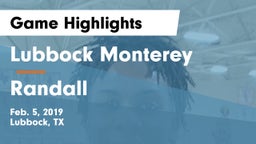 Lubbock Monterey  vs Randall  Game Highlights - Feb. 5, 2019