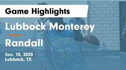 Lubbock Monterey  vs Randall  Game Highlights - Jan. 10, 2020