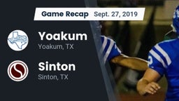 Recap: Yoakum  vs. Sinton  2019