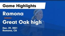 Ramona  vs Great Oak high Game Highlights - Dec. 29, 2021