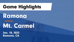 Ramona  vs Mt. Carmel  Game Highlights - Jan. 18, 2023