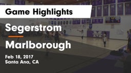 Segerstrom  vs Marlborough  Game Highlights - Feb 18, 2017