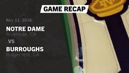 Recap: Notre Dame  vs. Burroughs  2016