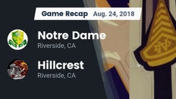 Recap: Notre Dame  vs. Hillcrest  2018