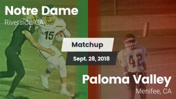 Matchup: Notre Dame High vs. Paloma Valley  2018