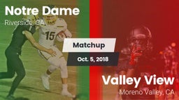 Matchup: Notre Dame High vs. Valley View  2018