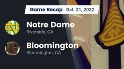 Recap: Notre Dame  vs. Bloomington  2022