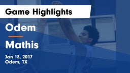 Odem  vs Mathis  Game Highlights - Jan 13, 2017