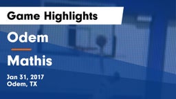 Odem  vs Mathis  Game Highlights - Jan 31, 2017
