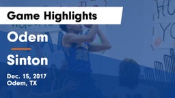 Odem  vs Sinton  Game Highlights - Dec. 15, 2017