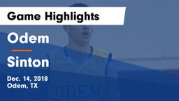 Odem  vs Sinton  Game Highlights - Dec. 14, 2018