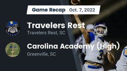 Recap: Travelers Rest  vs. Carolina Academy (High) 2022