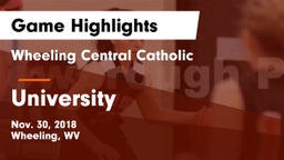 Wheeling Central Catholic  vs University  Game Highlights - Nov. 30, 2018