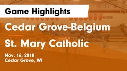 Cedar Grove-Belgium  vs St. Mary Catholic  Game Highlights - Nov. 16, 2018