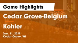 Cedar Grove-Belgium  vs Kohler Game Highlights - Jan. 11, 2019