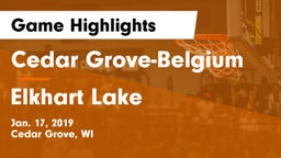Cedar Grove-Belgium  vs Elkhart Lake Game Highlights - Jan. 17, 2019