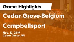 Cedar Grove-Belgium  vs Campbellsport  Game Highlights - Nov. 22, 2019