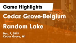 Cedar Grove-Belgium  vs Random Lake  Game Highlights - Dec. 7, 2019
