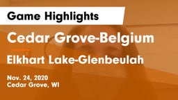 Cedar Grove-Belgium  vs Elkhart Lake-Glenbeulah  Game Highlights - Nov. 24, 2020