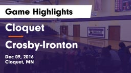 Cloquet  vs Crosby-Ironton  Game Highlights - Dec 09, 2016
