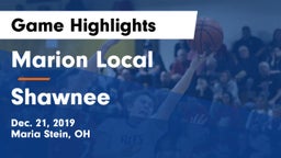 Marion Local  vs Shawnee  Game Highlights - Dec. 21, 2019