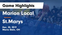 Marion Local  vs St.Marys   Game Highlights - Dec. 30, 2019