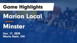 Marion Local  vs Minster  Game Highlights - Jan. 17, 2020