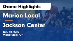 Marion Local  vs Jackson Center  Game Highlights - Jan. 18, 2020