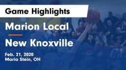 Marion Local  vs New Knoxville  Game Highlights - Feb. 21, 2020