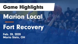 Marion Local  vs Fort Recovery  Game Highlights - Feb. 28, 2020