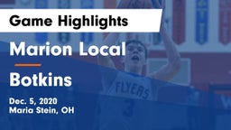 Marion Local  vs Botkins  Game Highlights - Dec. 5, 2020