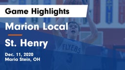 Marion Local  vs St. Henry  Game Highlights - Dec. 11, 2020