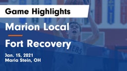 Marion Local  vs Fort Recovery  Game Highlights - Jan. 15, 2021