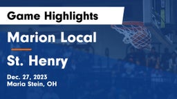 Marion Local  vs St. Henry  Game Highlights - Dec. 27, 2023
