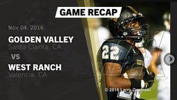 Recap: Golden Valley  vs. West Ranch  2016