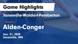 Janesville-Waldorf-Pemberton  vs Alden-Conger  Game Highlights - Jan. 21, 2020