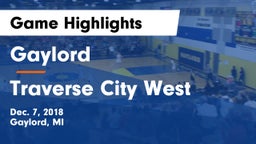 Gaylord  vs Traverse City West  Game Highlights - Dec. 7, 2018