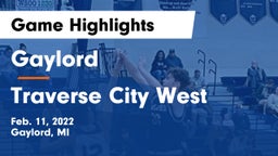 Gaylord  vs Traverse City West  Game Highlights - Feb. 11, 2022