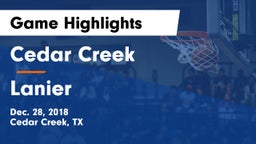 Cedar Creek  vs Lanier  Game Highlights - Dec. 28, 2018