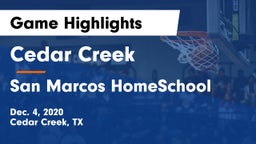 Cedar Creek  vs San Marcos HomeSchool Game Highlights - Dec. 4, 2020