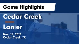 Cedar Creek  vs Lanier  Game Highlights - Nov. 16, 2023