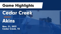 Cedar Creek  vs Akins  Game Highlights - Nov. 21, 2023